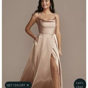 David's Bridal Charmeuse Cowl Dress with Lace-up Back
